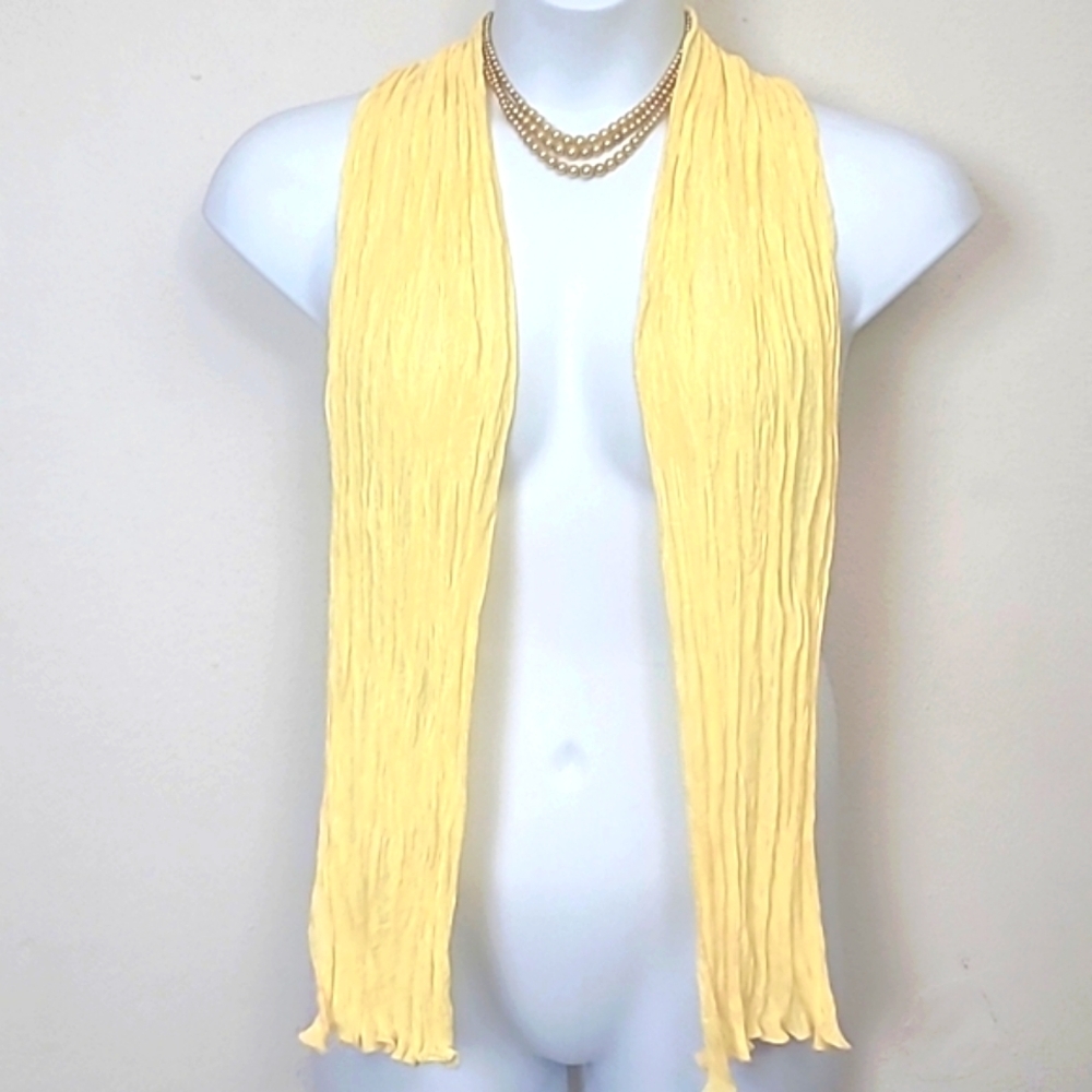 Scarf Buttery Pastel Yellow Belt Sash Crinkled 60" Lightweight Stylish